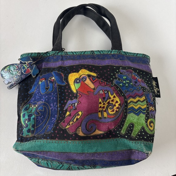 Laurel Burch Handbags - Dogs & Doggies Laurel Burch Small Canvas Purse Tote Multicolor Handbag
